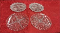 9 CLEAR PRESSED GLASS SERVING PLATES- 13 DIVIDED