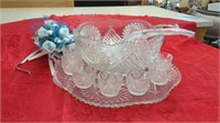 12 PIECE PUNCH BOWL SET WITH A ROSE BRIDAL
