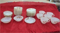 SET OF GOLD TRIMMED CHINA   6 CUPS  12 SAUCERS  12