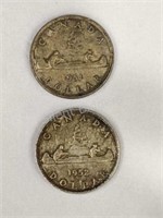 1951 & 1952 Canada Silver Dollar