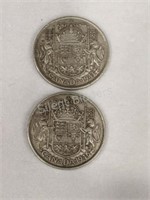 1943, & 1946 Canada Half Dollars
