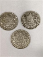1944, 1945 & 1951 Canada Half Dollars