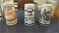 MILLER AND STROHS BEER STEINS