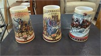 MILLER PATRIOTIC BEER STEINS AND A BUDWEISER ONE