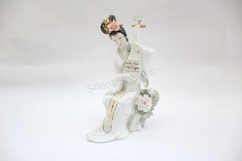 Porcelain Statue Asian Woman Sitting