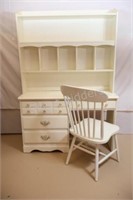 Painted White Desk w Bookcase & Chair