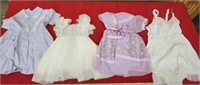 4 SMALL ANTIQUE BABY OR TODLER DRESSES