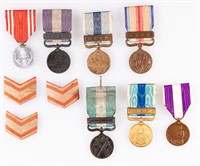 SEVEN JAPANESE MEDALS AND PATCHES
