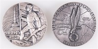 2 POLISH WWII TABLE MEDALS