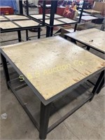 steel table with wood top  51" x 51" x 36" tall