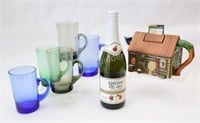 Glass Colored Cider Glass Mugs, Ceramic Tea Pot