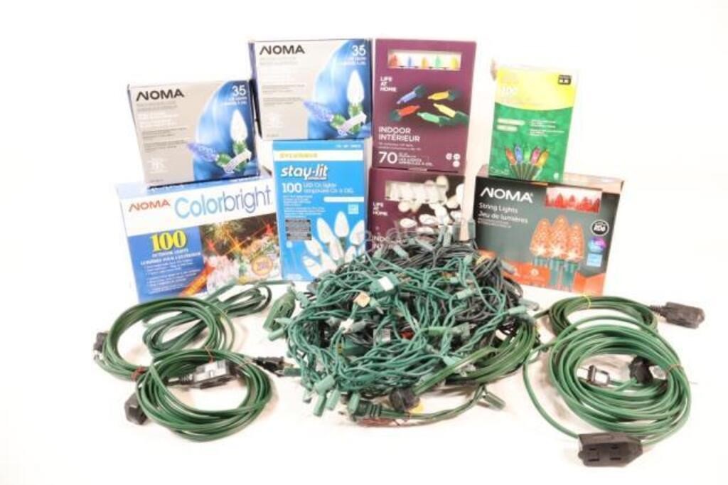 Assortment of Christmas Lights and Extension Cords