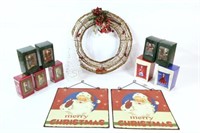 Christmas Wreath, Ornaments and Signs