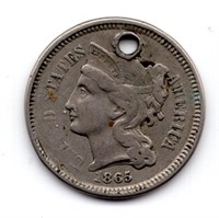 1865 US 3 Cent Coin