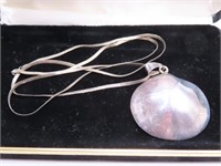 Large Sterling 2.25" Round Pendant & 28" Necklace