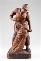 HAND-CARVED WOOD STATUE OF GERMAN FARMER