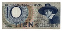 1944 Netherlands 10 Gulden Note