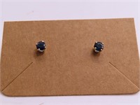 Stunning 14kt Gold 3/16" Blue Stone Stud Earrings