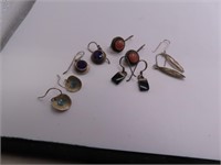 (5) Nice Sterling & Colored Stones Earrings