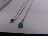 (2) modern Sterling 17" Necklaces & Nice Pendnts