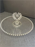 Candlewick center heart handle 12in serving tray