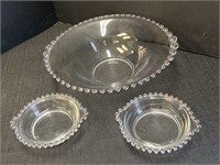 Candlewick pattern bowls.  Large bowl has