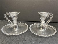 Pair Candlewick candle holders with handles