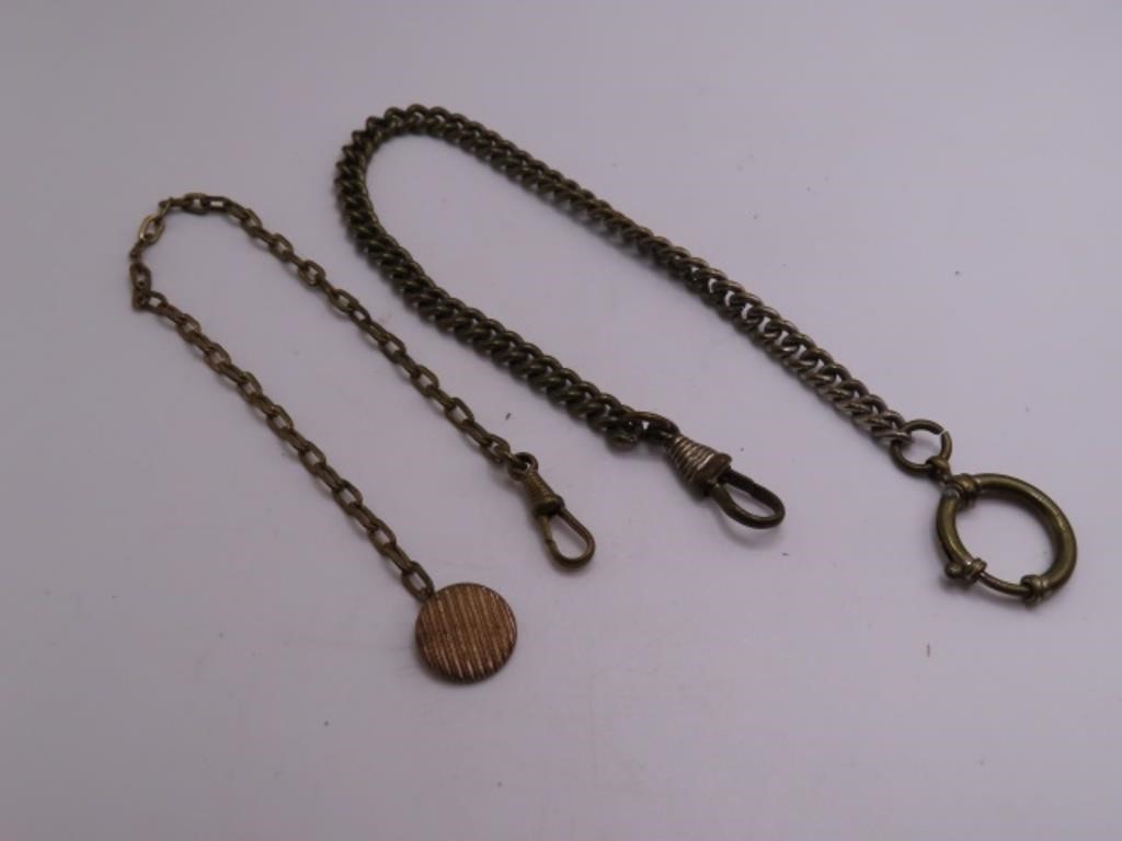 (2) vintage PocketWatch type Chains 10"