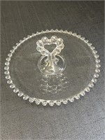 Candlewick 8in center heart handle serving tray