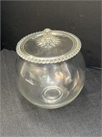 Large clear glass counter jar with bubble edge