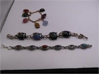 (3) Beautiful Modern 6.5" Bracelets Stones Nice