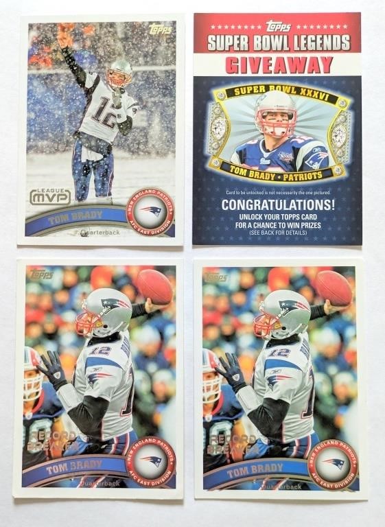 4 2011 Tom Brady Topps Cards MVP Giveaway RB