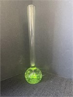 Controlled green glass bubble art bud vase