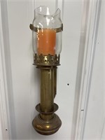 Brass candle wall sconce w/glass globe
