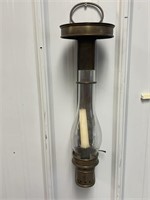 Brass candlestick wall sconce w/glass globe