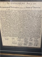 Framed replica of Declaration of Independence