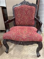 Antique Upholstered Wood Carved Chair