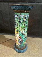 Lighted stained glass plant stand