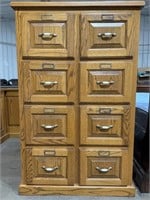 Oak 8 Drawer File Cabinet