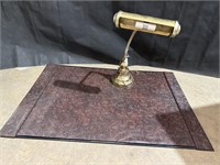 Brass curved neck desk lamp &  desk pad