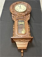 Large ornate wood carved Regulator Wall Clock