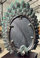 Peacock oval wall mirror