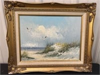 Seascape painting on canvas, signed