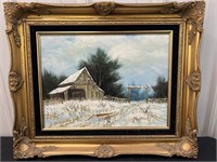Winter landscape painting on canvas, T Seymour