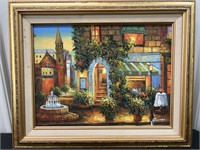 Cityscape painting on canvas, W. James