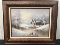Winter landscape painting on canvas, Don Benton