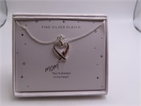 New boxed MOM plated Always Heart Necklace
