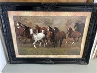 Running horses framed picture