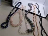 (6) Fancy Stone~Beads Glass Necklaces asst