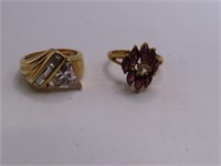 (2) sz8 GF Gold Filled Beautiful Rings Bling/Prple